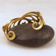 Cuff Bracelet - Art Nouveau Gold-tone Slip-on - Victorian ...