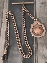 Antique Albert Watch Chain,with T Bar, Dog Clip and Silver ...