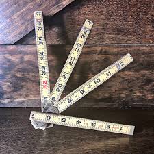Vintage Yellow Wood Folding Ruler: Brass Extension ...