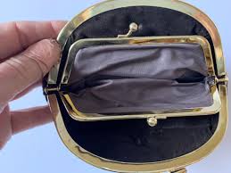 Vintage EEL SKIN Leather Double Kiss Lock Dark Red Coin ...