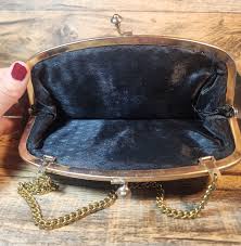 Vintage Black Floral Needlepoint Tapestry Clutch Handbag - Etsy