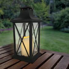 Solar-Powered Lantern with LED Candle – Crisscross – LumaBase