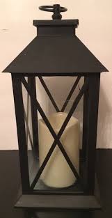Lantern-decorative LED White & Black Lantern With Pillar ...