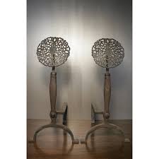 Antique Hand Forged Iron Bronze Art Nouveau Andirons | Work ...