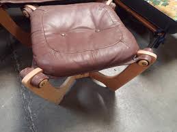 Lot - Retro Leather Barrel Chair W/Ottoman
