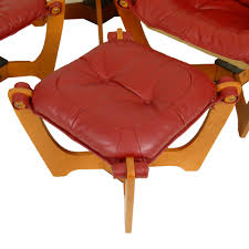 Red Leather Luna Chair with Ottoman by Odd Knutsen at City Issue Atlanta