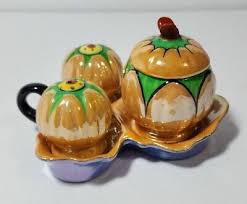 Vintage Made in Japan Condiment Set Salt Pepper Jar Tray Excellent Condition | eBay