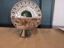 ROYAL SEALY CHINA JAPAN IRIDESCENT TEACUP AND SAUCER: GREEN & GOLD | eBay