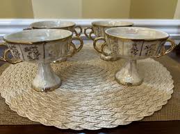 Vintage Pearlescent Lusterware Double Handled Compote Cup, Berry cup, Dessert | eBay