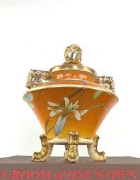 Japanese Antique 18th Century Royal Satsuma Lidded Dish, Koro Urn, Chinoiserie Chic Decor, Grand Millennial Home, Orange Porcelain Box, Gilt - Etsy