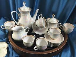 15 pc Russian Imperial Lomonosov? Porcelain teapot set service iridiscent RARE | eBay