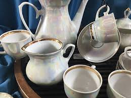 15 pc Russian Imperial Lomonosov? Porcelain teapot set service iridiscent RARE | eBay