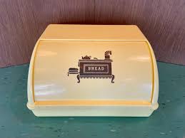Vintage Breadbox Plastic Yellow Vintage Bread Box Roll Top ...
