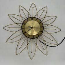 Vintage 20" Lux Brass Starburst Clock Atomic Flower MCM Mid Century USA - Etsy