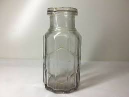 Vintage Glass Bottle w Ridges, Diamond Shaped Label ...