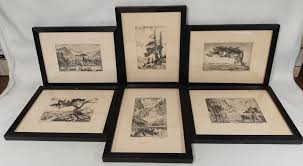 Lyman Byxbe 6 Framed Etchings Signed by Artist Approx w ...