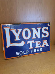 Sold at Auction: Vintage Double sided Lyons Tea Co Enamel on Tin Sign. 30x46cm