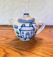 M A Hadley Teapot 16 Oz Hand Painted House Design - Vintage Folk Art KY Made Pottery - Cottagecore - Etsy