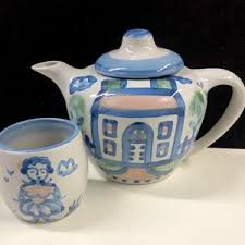 Rare Vintage MA Hadley Ceramic Teapot and Cup - Etsy