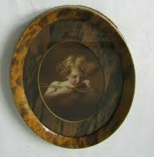 Antique Cupid Asleep Wood Grain Oval Tin Frame | eBay
