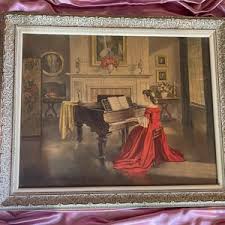 RARE! Vintage Lithograph "sonata" by Artist M Ditlef ...
