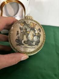 2006 M J HUMMEL Glass Ball Ornament w Silk Picture in ...