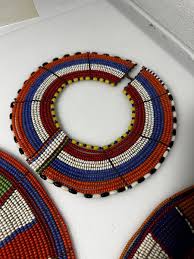Maasai Beaded Collar Necklace Red Blue Orange Green Yellow ...