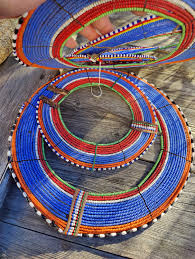 Set Older Massai Necklaces, Glass Beaded African Neck Rings ...
