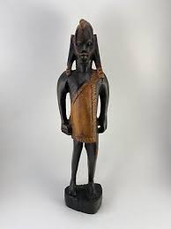 Vintage Carved African Ebony Iron Wood ? Statue Figurine 12"H | eBay