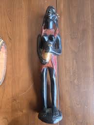 African wooden Maasai (Masai) Statuette couple with spear and shield 12" tall | eBay UK