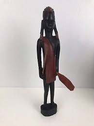 Maasai Warrior Carved Wood Hunter Sword Spear Red African Ebony Tribal Figure | eBay