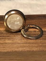Vtg. Opalescent:Gold retractable Clip Keychain Key Ring ...