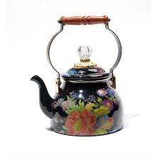 Flower Market 2 Quart Tea Kettle - Black by MacKenzie-Childs