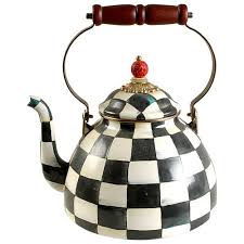 Courtly Check (Enamelware) Kettle & Lid by MacKenzie-Childs | Replacements, Ltd.