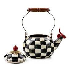 MacKenzie Childs Courtly Check Enamel Whistling Tea Kettle ...
