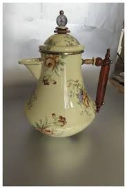 Vintage Enamel Enamelware Floral Kettle from MacKenzie ...