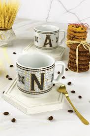 Hermione Monogram Porcelain Letter Mug - Letter N - Etsy