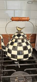 MacKenzie-Childs | Courtly Check 3 Quart Tea Kettle with Bird