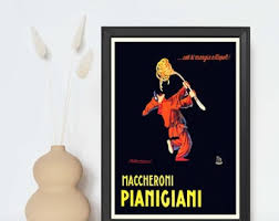 Maccheroni Pianigiani Vintage Poster by Achille Mauzan - Framed / Unframed - Etsy