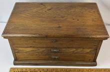 Sold at Auction: Antique Charles E. Jennings & Co. Lift Top 2 Drawer Oak Machinists Tool Chest