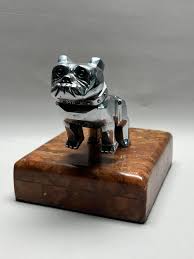Lot - Chrome Mack Bulldog Hood Ornament on Marble Base, H: 5 3/4 in. (14.6 cm.)