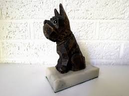 Vintage Carved Wood Scottie Dog on Marble Base | Carved Wood Scottish Terrier on Marble Stand | Felt Bottom | Gift Dog Lover - Etsy UK