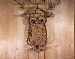 Vintage 1970s Macrame Owl Wall Hanging With Wood Beads - Etsy