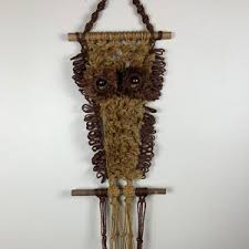 1970s Macrame Brown Owl Wall Hanging Plant Holder Jute Mid Century Boho Handmade Craft Home Decor - Etsy India