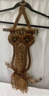 Vintage 1970s Macramé Owl Wall Hanging | Maxsold