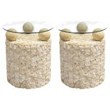 1990s Postmodern Tessellated Stone Glass Top Side Tables - a Pair at 1stDibs