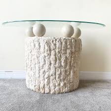 Postmodern Tessellated Stone Glass Top Console Table For Sale at 1stDibs