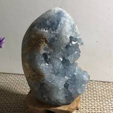 Natural blue celestite geode quartz crystal mineral specimen ...