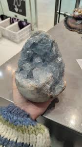 Blue Celestite Druzy Egg – Natural Crystal Geode Decor - Etsy