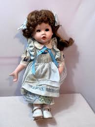 Porcelain Doll Brown Hair Blue Dress Unmarked | Mercari